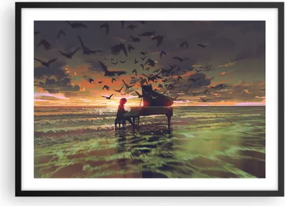Produktbild von Gerahmtes Poster - Schwarzer Rahmen - Klaviermusik - 70x50 cm - Wand Bild - Wanddeko - Wandbilder - Kunstposter - Wandposter - Bilderrahmen - Bilder - Kunstdruck - Wandbild - P2BAA70x50-3911