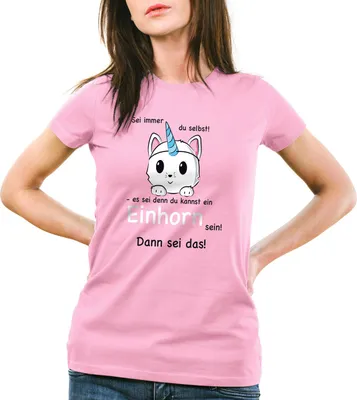 Produktbild von style3 Sei immer du selbst! Einhorn Damen T-Shirt Unicorn, Farbe:Pink, Größe:M