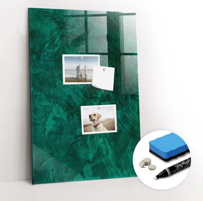 Produktbild von Magnetpinnwand Memoboard - Zubehörsatz - Weißer Marker + Schwamm + Magnete - 40 x 60 cm - Smaragdblock