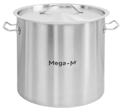 Zdjęcie produktu dla Garnek gastronomiczny wysoki ze stali nierdzewnej z pokrywką Mega-M Standard 25l 32x32 cm