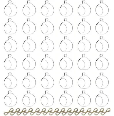 Immagine prodotto di Porta candele a sospensione, sfere di vetro, 36 pezzi, 6 cm di diametro, trasparenti, senza candela inclusa
