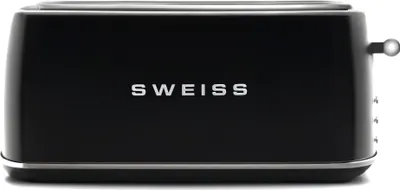 A black vintage toaster with the brand name 'SWEISS' printed on the front.