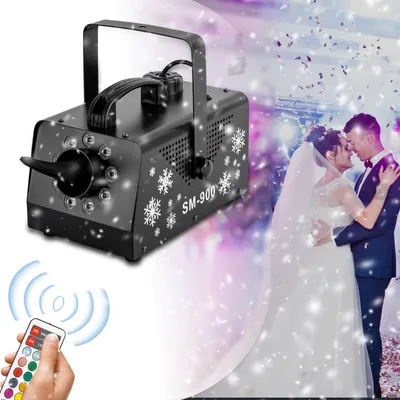 Image de machine à neige à LED 12 couleurs en intérieur avec télécommande 3 modes d'éclairage effet scénique 900W pour DJ Disco Noël Party