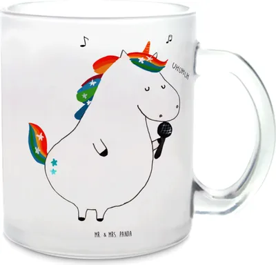 Produktbild von Mr. & Mrs. Panda Teetasse Einhorn Sänger - Transparent - Geschenk, Häferl, Unicorn, Party, Haferl, Disco, Einhörner, Teeglas, Tee Tasse, Motivtasse, Geburtstag