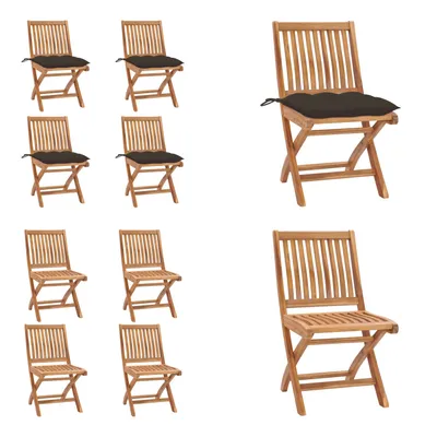 Image de vidaXL Chaises de jardin pliantes avec coussins 4 pcs. Bois massif teck - Chaise de jardin - Chaise de jardin - Chaise en bois