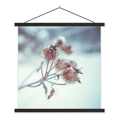 Produktbild von MuchoWow® Textilposter Pflanzen - Winter - Schnee - Natur 40x40 cm mit schwarzem Rahmen - Fotos