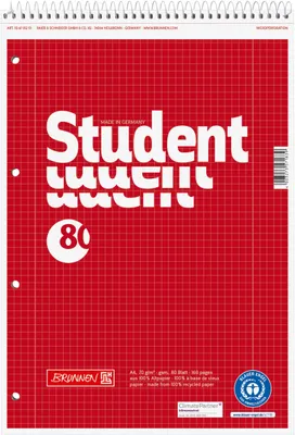 Image de Bloc-notes à spirales A4 70g/m² 80 feuilles RC lignées 28