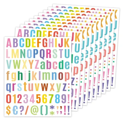 Productafbeelding van Elzusha - 10 Vel Kleurige Zelfklevende Stickers met Letters en Cijfers