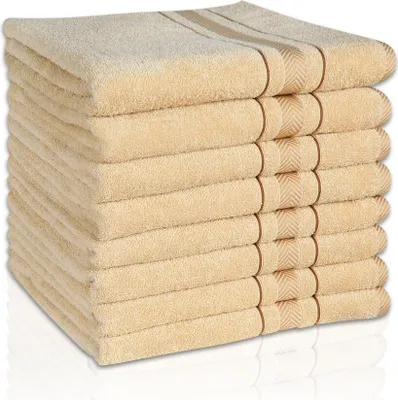 Produktbild von 8 er SET BEIGE BADETUCH 500g/m² 100% BAUMWOLLE 100x150