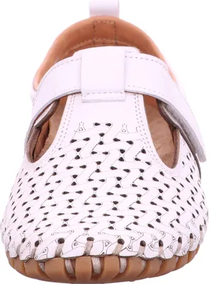 Produktbild von Gemini Damen Slipper Leder mit Lochmuster T-Riemen und Klettverschluss 031158-02, Größe:40 EU, Farbe:Weiß