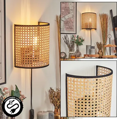 Produktbild von Lanuvio Wandlampe aus Metall/Wienergeflecht in Schwarz/Natur