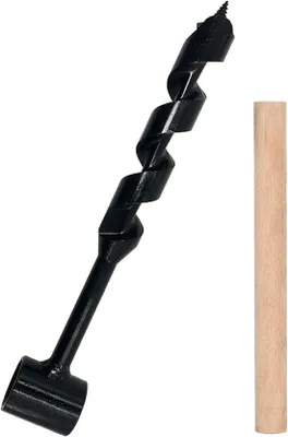 Immagine prodotto di Utensile multifunzionale per foratura manuale 25 x 260 mm - Trivella da esterno - Utensile da campeggio - Trivella di sopravvivenza - nero - Trivella per legno