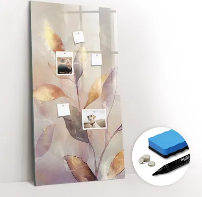 Produktbild von Magnetpinnwand Memoboard - Zubehörsatz - Schwarzer Marker + Schwamm + Magnete - 60 x 120 cm - Aquarellpflanzen