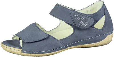 Produktbild von Waldläufer Heliett Soft, bequeme Damen Nubukleder Sandalen in marine, Extra-Weite H, für lose Einlagen