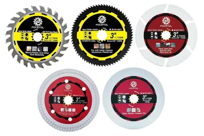 Immagine prodotto di Set di dischi da taglio, 5 pezzi, 75 mm x 10 mm, per piastrelle, legno, metallo, vetro, cemento