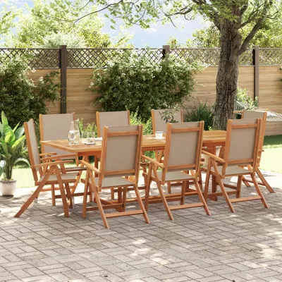 Produktbild von Maison Exclusive - 9-tlg. Garten-Essgruppe Massivholz Akazie und Textilene