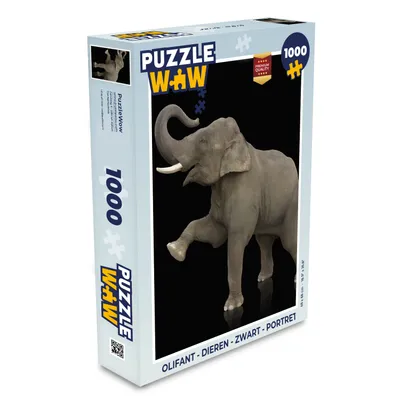 Obrázek produktu pro MuchoWow® Puzzle 1000 dílků Slon - Zvířata - Černá - Portrét - Hračky - Pro malé i velké - Hry - Skládačky