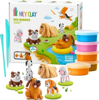 Obrázok produktu pre Hey Clay Psí priatelia, PSÍ Hravá plastová hmota + príslušenstvo, modelovacia hmota, 15 farieb