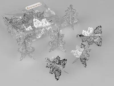 Produktbild von 6er Pack Deko-Tanne Streudeko Tischdeko 4cm silber mit Kristallstein Formano