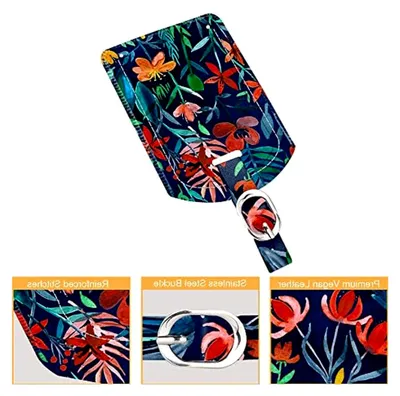 Produktbild von 2er Set Kofferanhänger aus Kunstleder, Gepäckanhänger mit ID Etikett und Adressschild für Reisetaschen