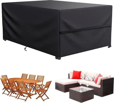 Produktbild von Famanu Schutzhülle für Terrassenmöbel - rechteckig - heavy-duty 600D Oxford-Stoff - winddicht - UV-beständig - schwarz - 190 x 120 x 74 cm