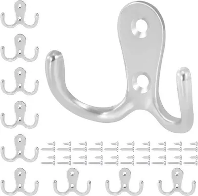 Immagine prodotto di Ganci da parete in metallo con viti per bagno e cucina, 10 pezzi, argento