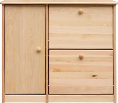 Produktbild von Schuhkipper Kiefer Holz massiv, Farbe: Natur 80x90x30 cm, Schuhschrank Schuhkommode