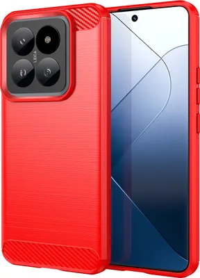 Produktbild von Hülle für Xiaomi 14 Pro Carbon-Faser Weich TPU Silikon Stoßfest Handyhülle Rot