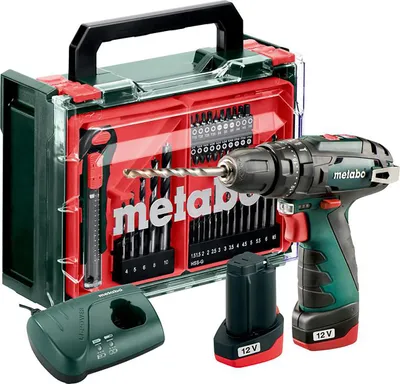 Produktbild von Metabo Akku-Schlagbohrschrauber PowerMaxx SB Basic Set, incl. 2x Akku Li-Power 2 Ah, Ladegerät, Zubehör-Set 41-tlg., Kunststoffkoffer