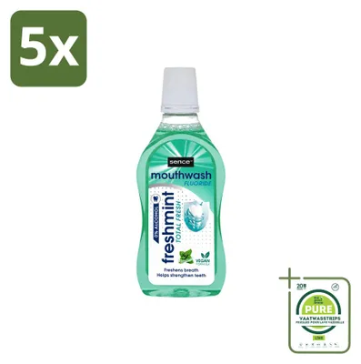 Zdjęcie produktu dla 5 sztuk płynu do płukania ust Sence Freshmint - świeży miętowy smak - 500 ml - opakowanie zbiorcze