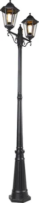 Produktbild von Qazqa Klassisch außen Laterne für den Garten - Havana - Schwarz, max. 60W, Geeignet für LED, 220cm, IP44, 2-flammig