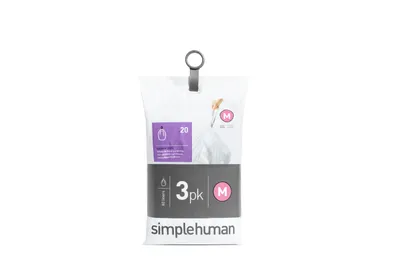 Produktbild von simplehuman Passgenaue Müllbeutel 3 x 20 Pack (60 Beutel), Code M, 45 Liter; CW0261