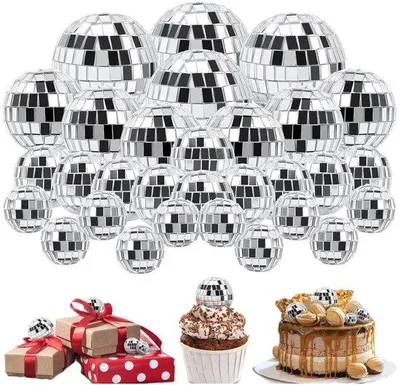 Produktbild von 48 winzige Lichtreflexbälle für Tischgeschmack - Mini-Lichtfleckbälle - Silberbol - mit Schnur - winzige Glühbirnenbälle - Party-Lichtschmuck - Lichtbälle für Tischgeschmack
