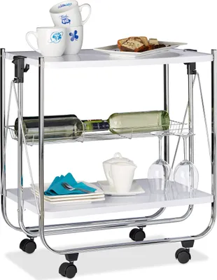 Produktbild von relaxdays Servierwagen weiß 68,0 x 40,5 x 68,5 cm