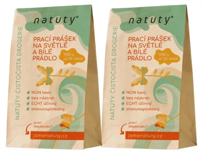 Imagen del producto de Natuty, detergente para ropa blanca y de colores claros, 1 kg. Paquete económico de 2 unidades