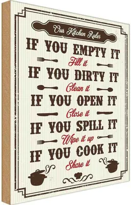 Produktbild von vianmo Holzschild 40x30 cm Our Kitchen Rules Küche Kochen