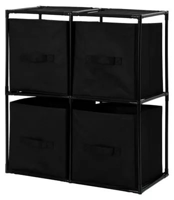 Produktbild von Lagerschrank mit 4 Stoffkörben Schwarz 63×30×71 cm