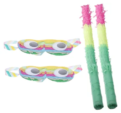 Produktbild von Bunte Piñata-Stöcke und Augenmasken für Kindergeburtstage und Karneval