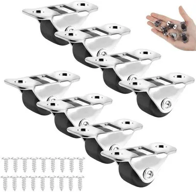 Produktbild von Mini Möbelrollen mit Montageplatte - Set von 8 kleinen Gummirollen