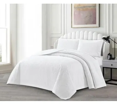 Image de Couvre-lit Lavella 240 x 250 cm blanc 3 pièces coton microfibre polyester