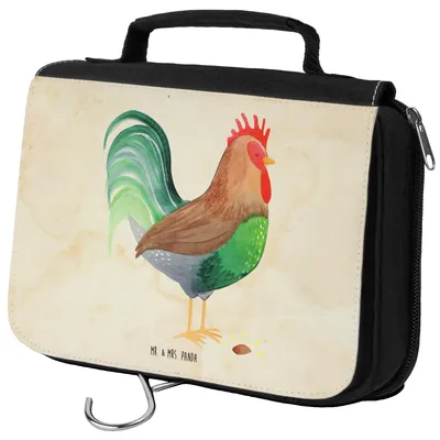 Produktbild von Mr. & Mrs. Panda hygienetasche Hahn Korn - Vintage - Geschenk, kosmetiktäschchen, Eier, Make-Up Tasche, kulturtäschchen, Bauernhof, hygienebeutel, Kulturtasche, Natur