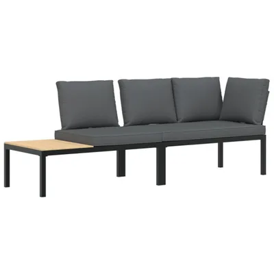 Produktbild von 2-tlg. Garten-Sofagarnitur mit Kissen Schwarz Aluminium