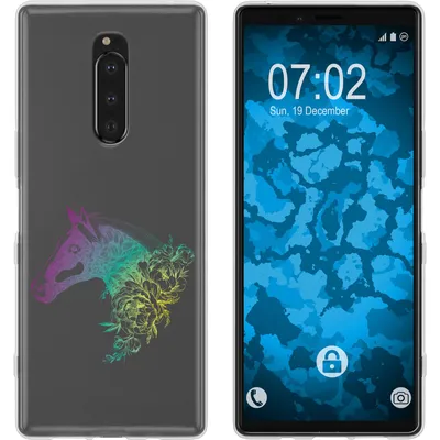 Produktbild von PhoneNatic Case kompatibel mit Sony Xperia 1 Silikon-Hülle Floral Pferd M5-4