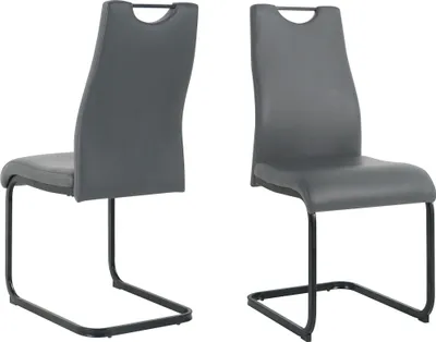 Produktbild von Möbilia Freischwinger-Stuhl 2er Set | Kunstleder | Freischwingergestell | B 42 x T 56 x H 98 cm | grau – schwarz | 21020056 | Serie STUHL