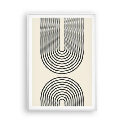 Produktbild von Gerahmtes Poster - Weißer Rahmen - Linien Oval Minimalismus - 70x100 cm - Wand Bild - Wanddeko - Wandbilder - Kunstposter - Wandposter - Bilderrahmen - Bilder - Kunstdruck - P2WPA70x100-4548