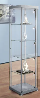 Produktbild von kerkmann Quadrat Vitrine expoline 4 Glasböden alusilber Speditionsversand