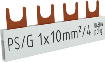 Obrázek produktu pro 1P fázová přípojnice vidlice 4pólová 10mm2 PS/G přípojnice 63A DV