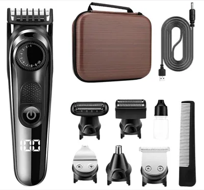 Produktbild von 5-in-1 Barttrimmer für Herren + Reisetasche Haarschneider Barttrimmer – Nasenhaartrimmer Körperrasierer Multigroomer – Die besten Geschenke für Männer