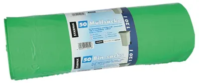Produktbild von 50 Müllsäcke, LDPE 120 l 110 cm x 70 cm grün