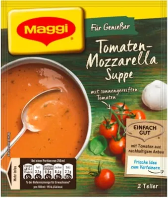 Produktbild von Maggi Für Genießer Tomaten Mozzarella Suppe mit feinem Basilikum 59g